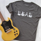 charcoal grey t-shirt with iconic guitars design