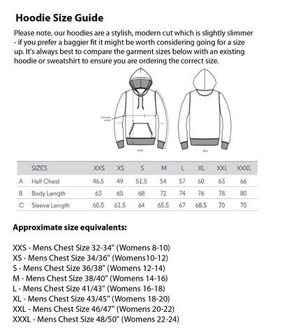 Vans hoodie 2025 size chart