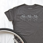 charcoal t-shirt with reflective cycles design