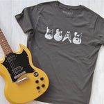 charcoal grey t-shirt with iconic guitars design